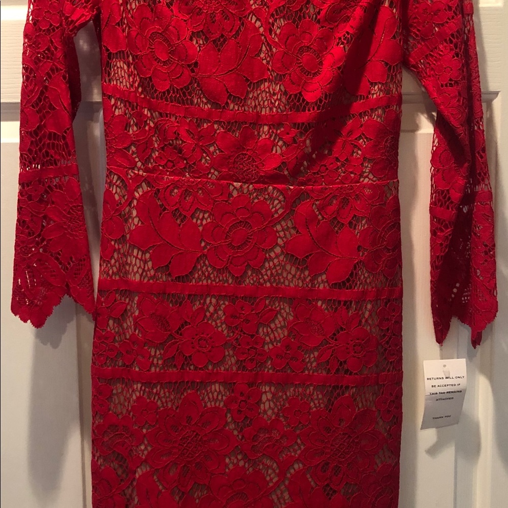NWT For Love & Lemons Red Sheath Dress SZ M - Picture 4 of 6